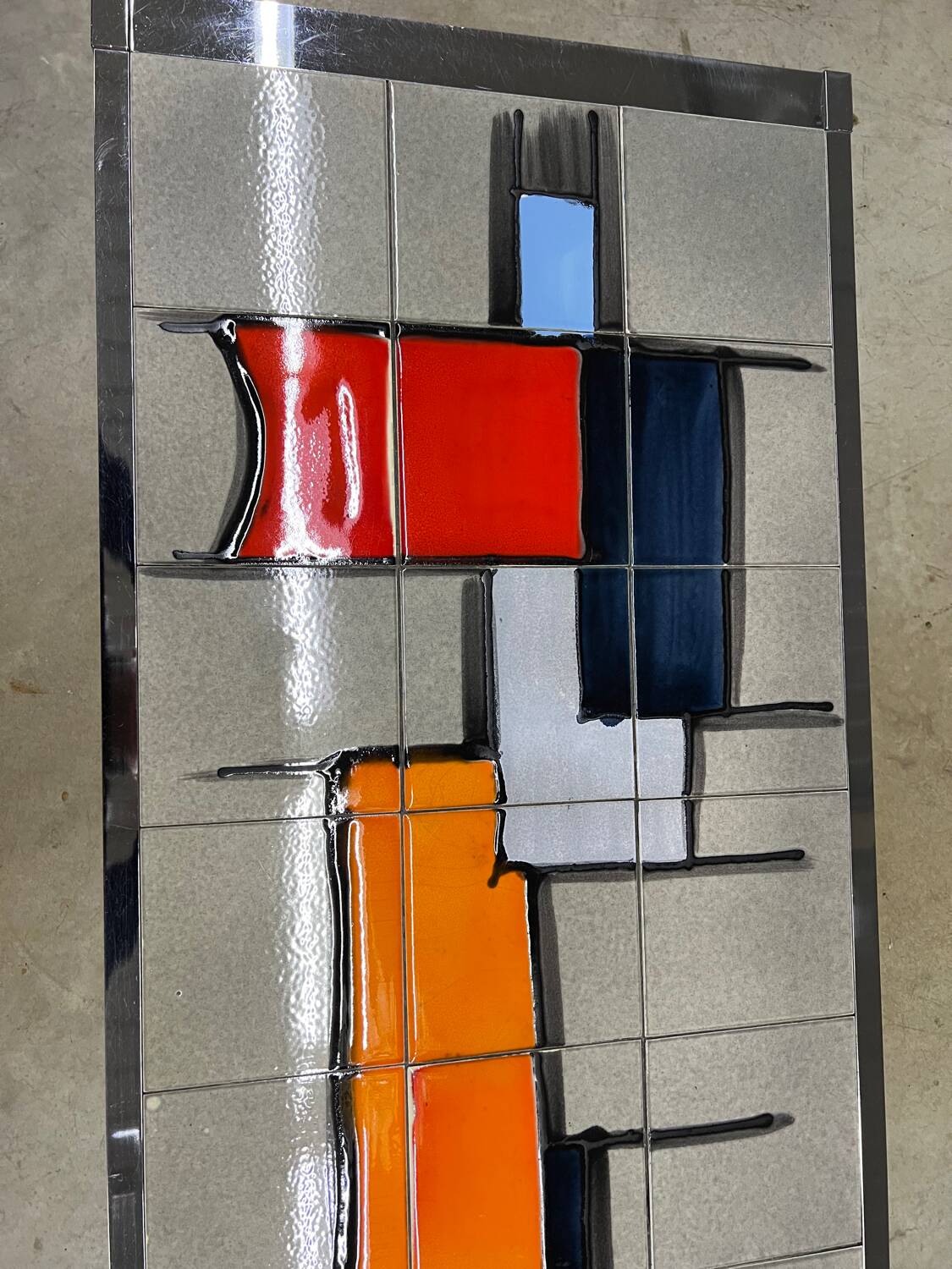 Vintage 70's chrome ceramic coffee table antonio de nisco for juliette belarti