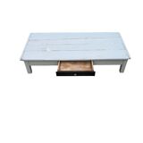 (very) low painted table, one drawer