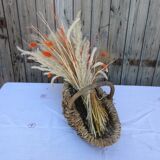 Raffia braid handle basket