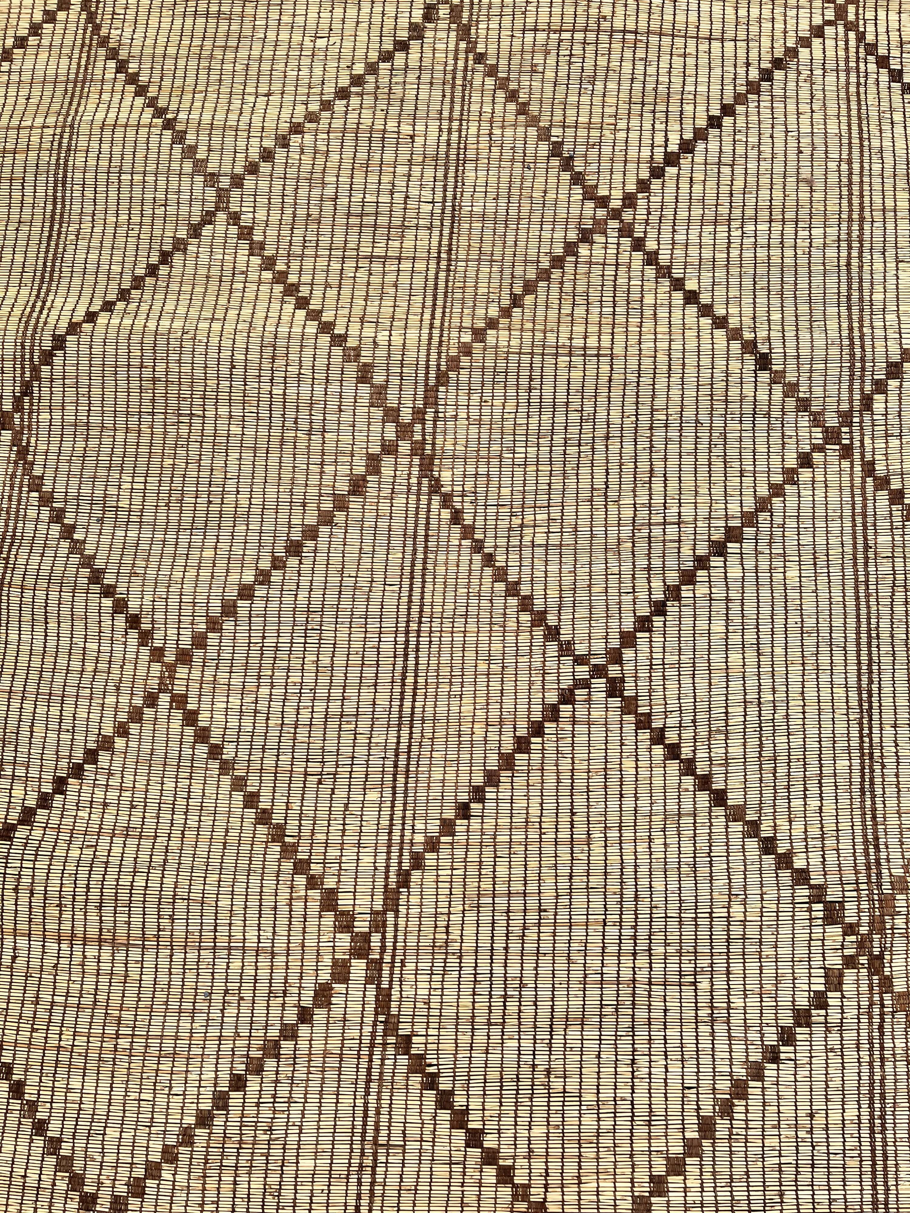 Mauritanian African mat in leather and reeds