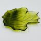 Vintage green glass leaf catchall from the 1970s.