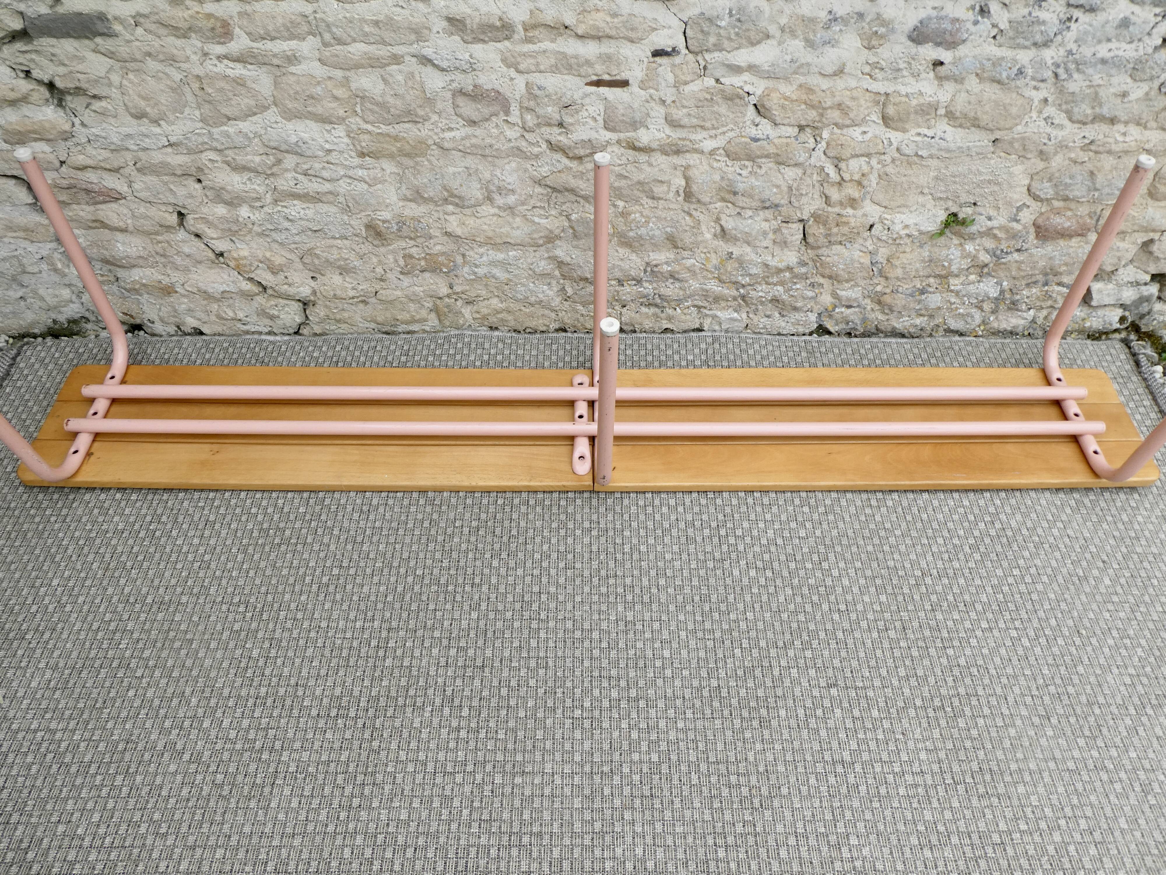Wooden and metal school bench from the 80s