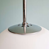 Large satin white opal glass pendant light, Limburg, 1970