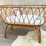 Vintage rattan cradle