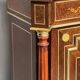 Elegant Napoleon III style commode. Marquetry in precious wood. Gilded bronze, marble top.