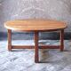 round coffee table in solid wood brutalist design bohemian decor