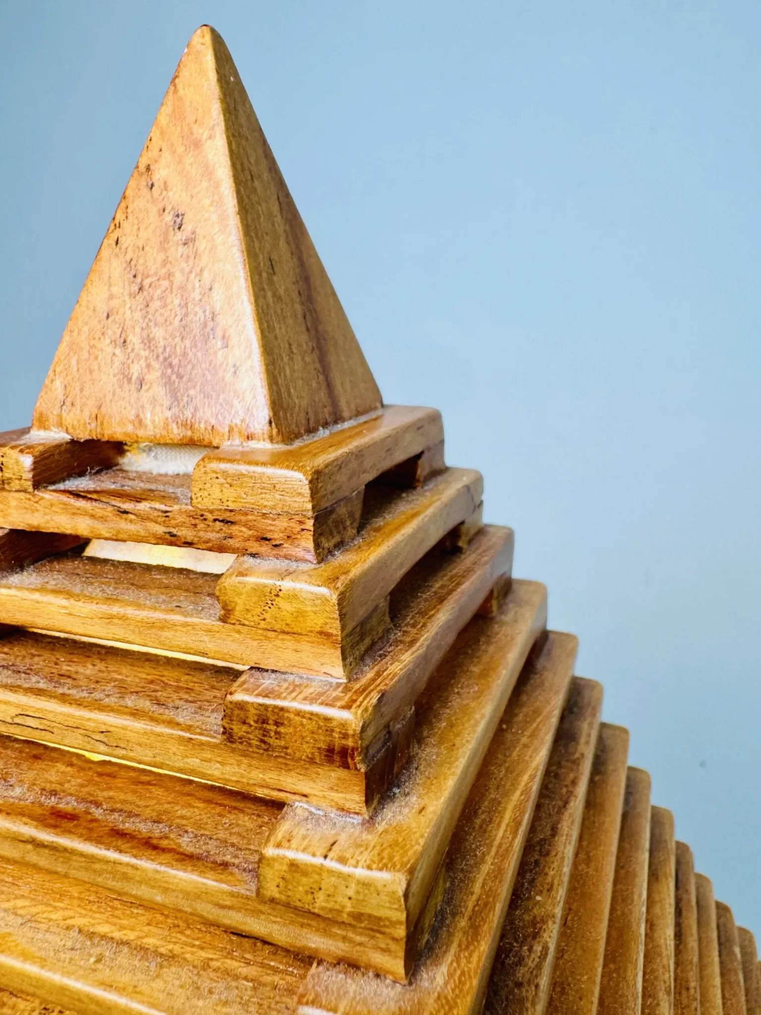 Teakwood Pyramid Table Lamp, Italy, 1970S