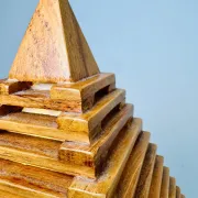 Teakwood Pyramid Table Lamp, Italy, 1970S