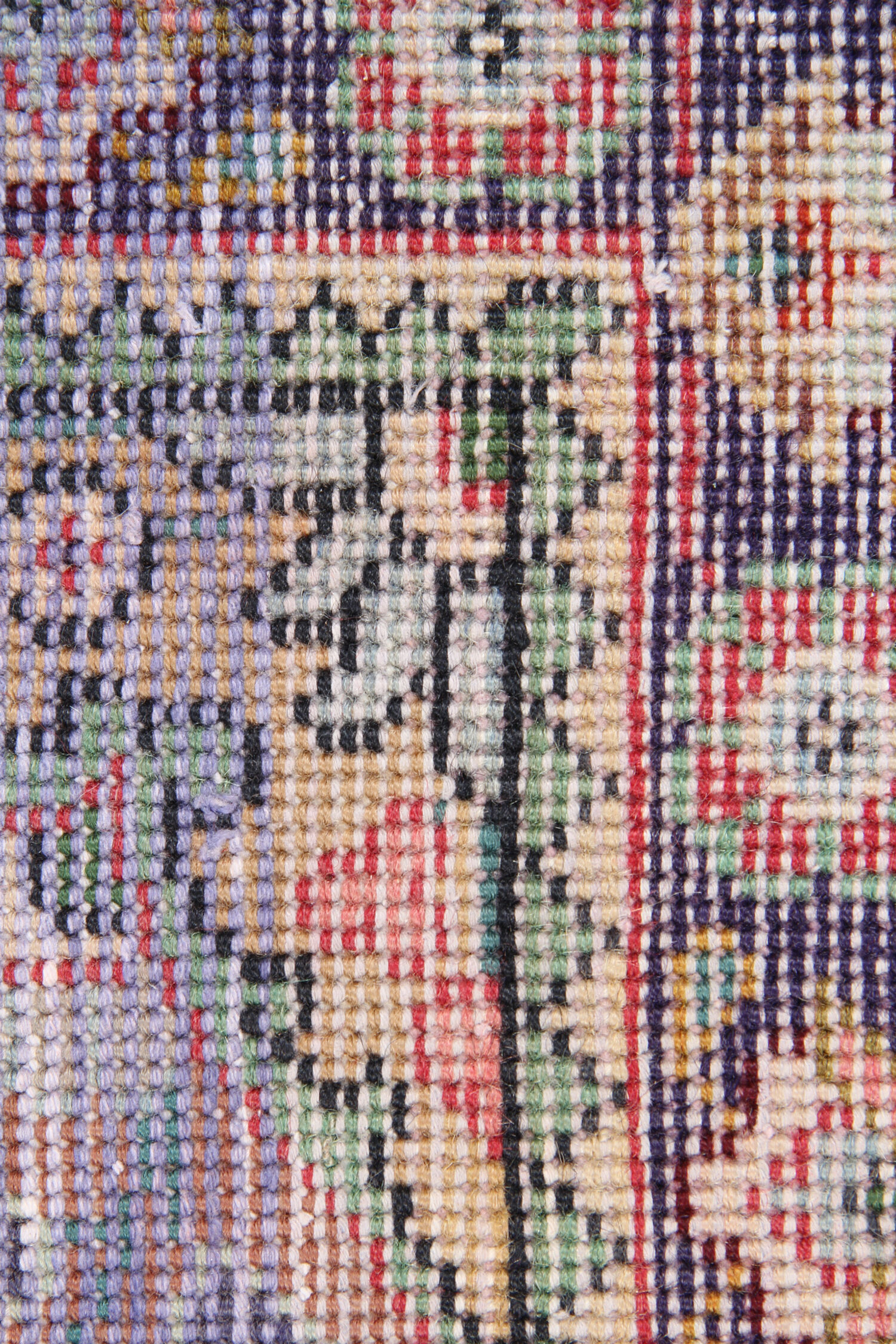 Handwoven oriental cream wool rug, traditional medallion carpet- 90x140cm