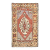 Vintage Turkish Oushak Handmade Wool Cotton Red Area Rug 132x224