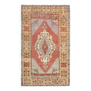 Vintage Turkish Oushak Handmade Wool Cotton Red Area Rug 132x224