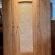Antique solid oak wardrobe with caning.