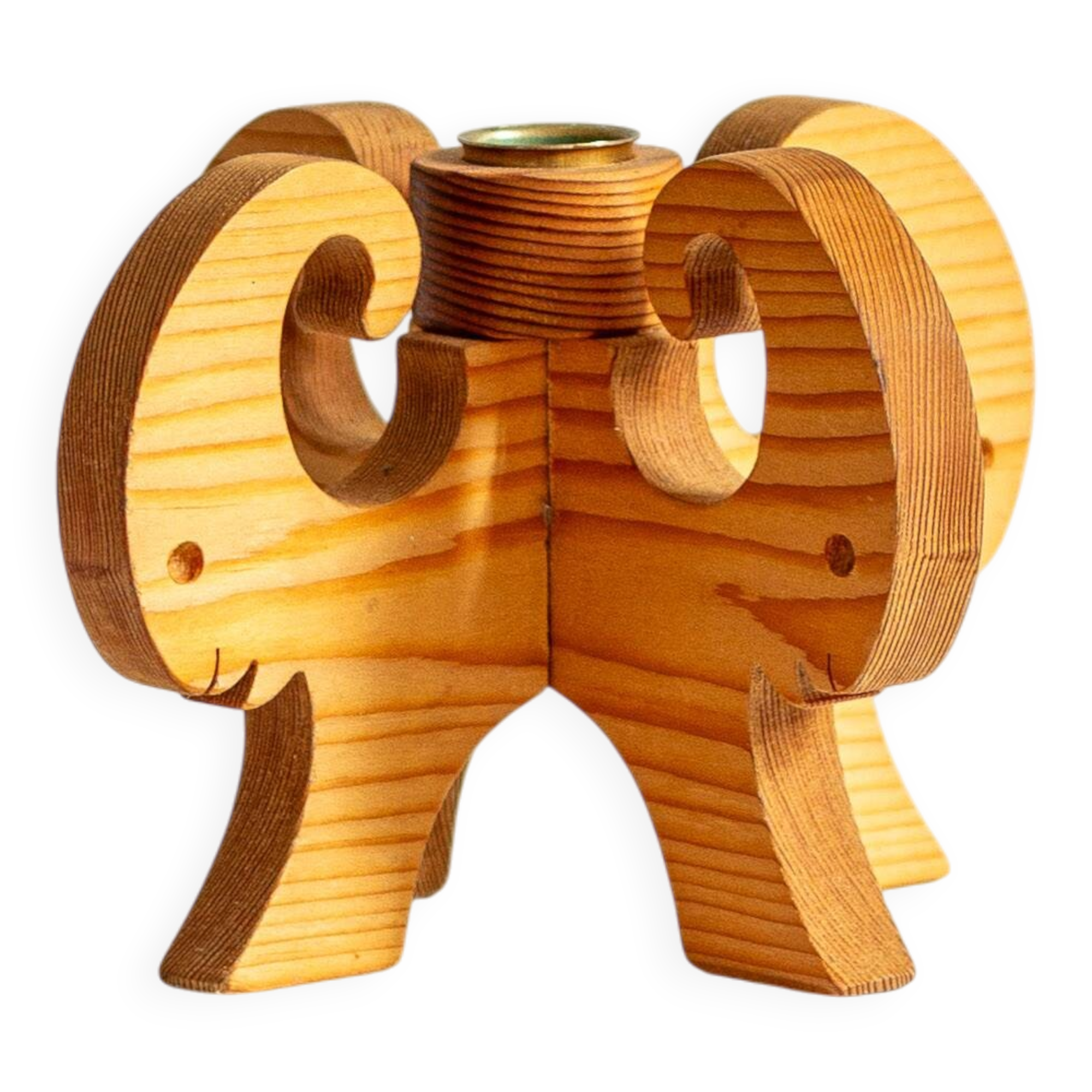 Wooden Christmas candle holder with four goat heads, Sweden, 1970s