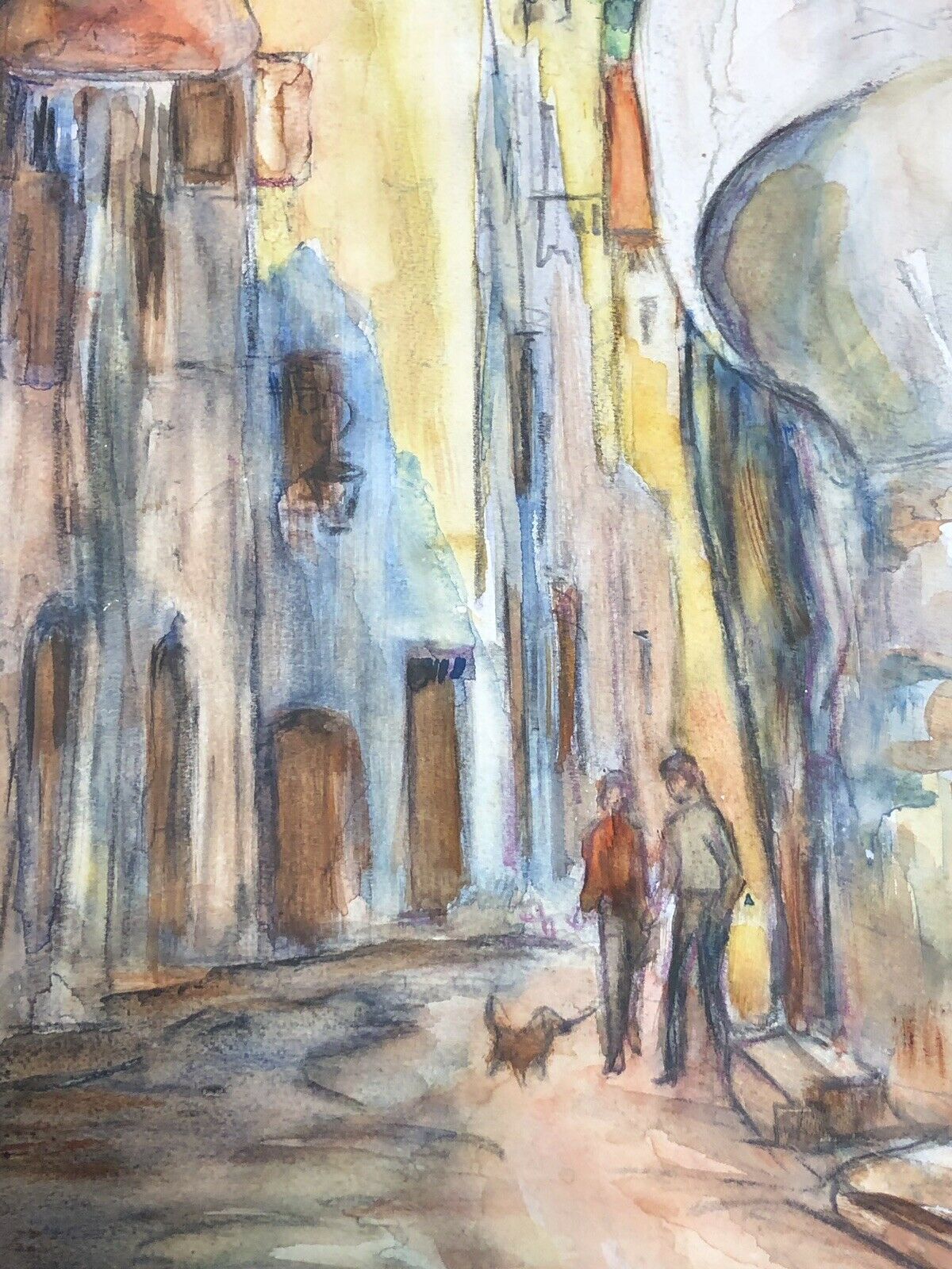 Watercolor Saint-Paul de Vence, rue portail-levis