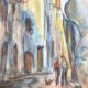 Watercolor Saint-Paul de Vence, rue portail-levis
