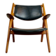 Chaise Lounge CH28 in Teak and Black Leather by Hans Wegner for Carl Hansen