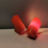 A set of "Nathue" wall lamps (meaning night cap) in a retro red colour, 1970s Denmark.
