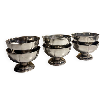 Lot de 6 coupes à glace vintage en métal argenté