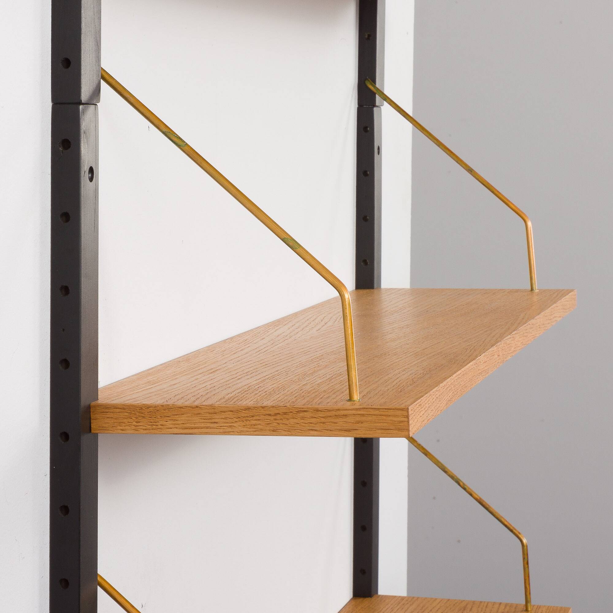 Set of six upcycled oak shelves in Poul Cadovius style.