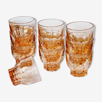 Lot de 10 verres à eau en verre rose