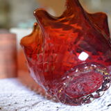 Bougeoir drapé en verre sculpté vintage