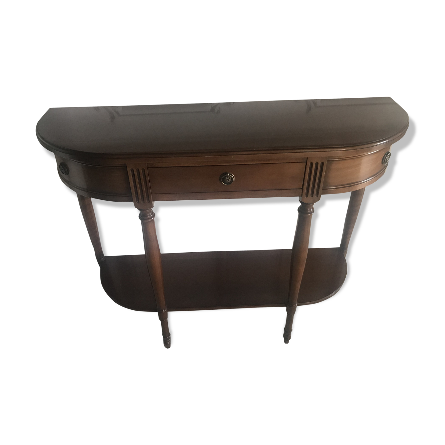Half moon console in cherry tree