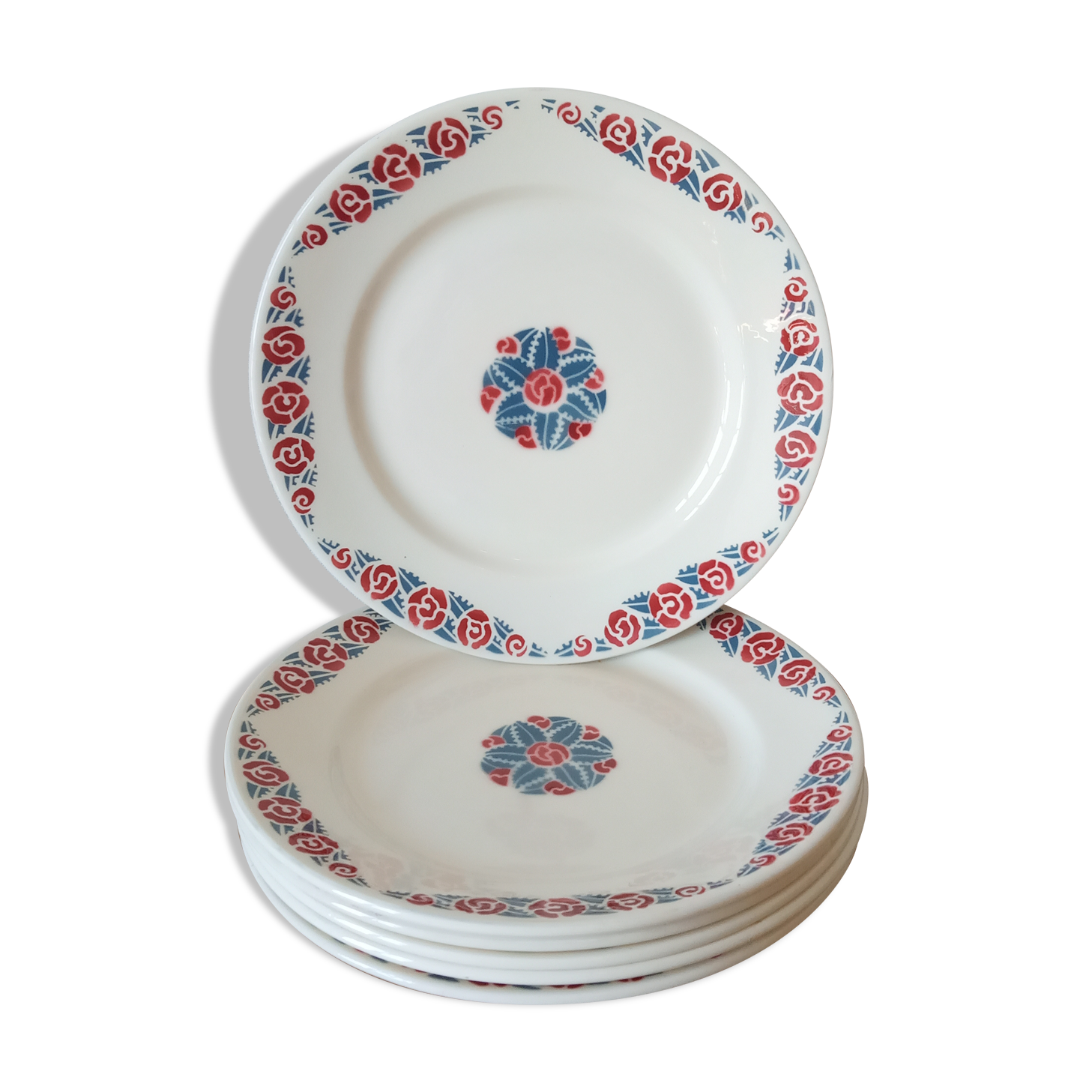 Six badonviller Art Deco dessert plates