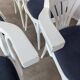 Ensemble de 6 chaises de salle à manger vintage en bois courbé blanc / fauteuil de style Thonet des années 1970
