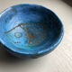 Round blue ceramic cup signed Blin around 1950
