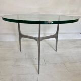 Knut HESTERBERG Table basse ronde en verre et aluminium poli