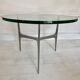Knut HESTERBERG Round coffee table in glass and polished aluminium