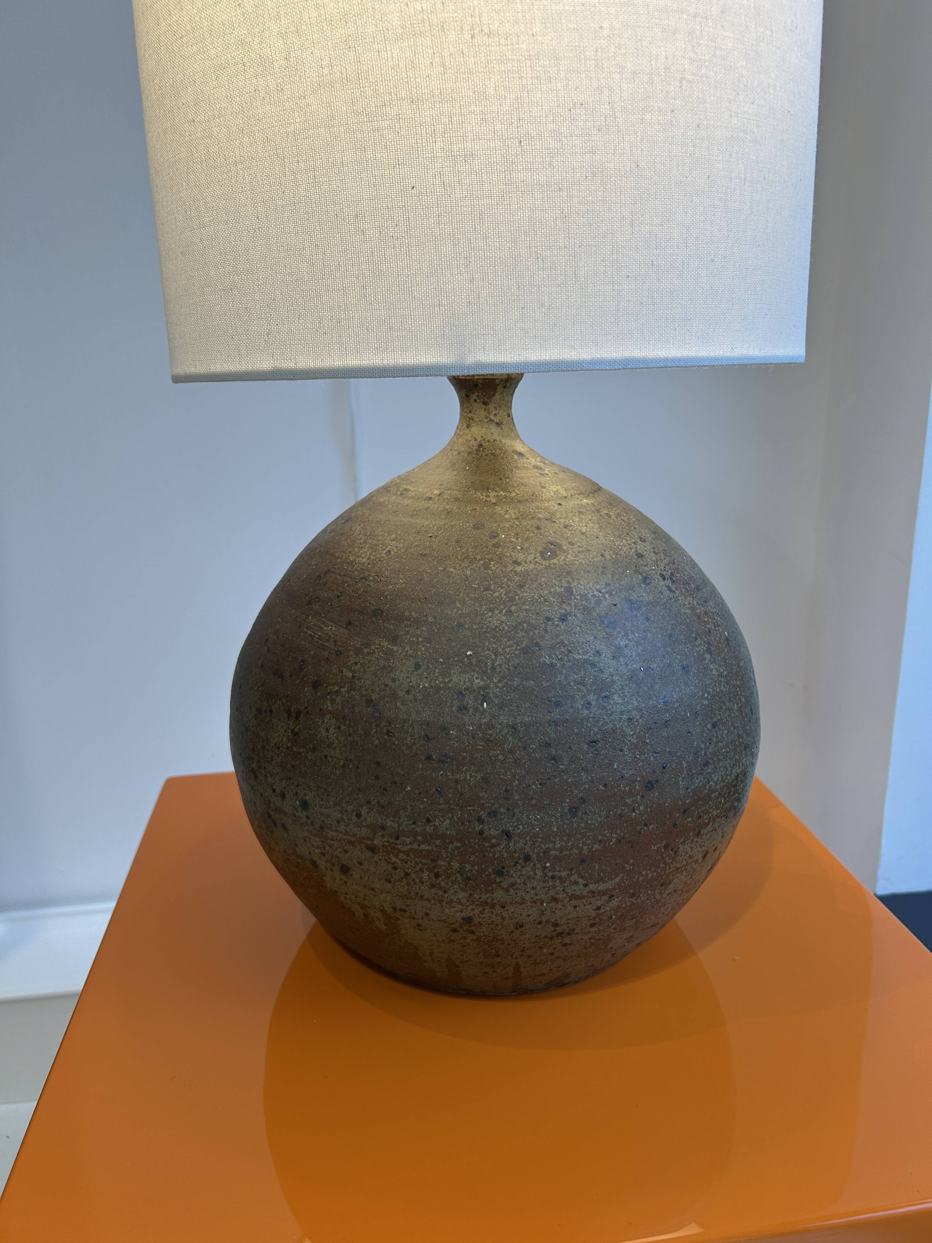 Guy Baudat stoneware ball lamp