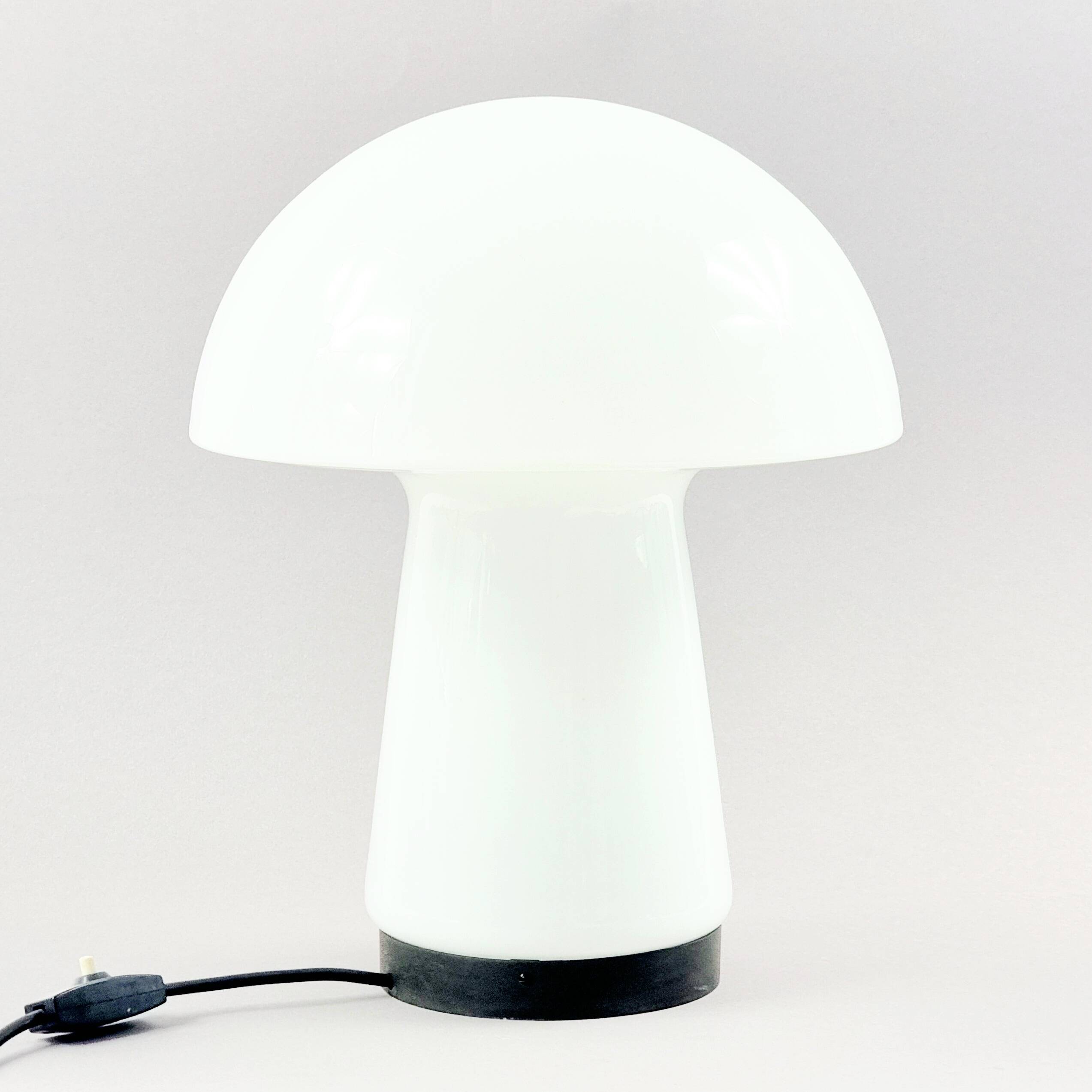 Large Space Age Mushroom Opaline Glass Table Lamp from Limburg, 1960s/1970s