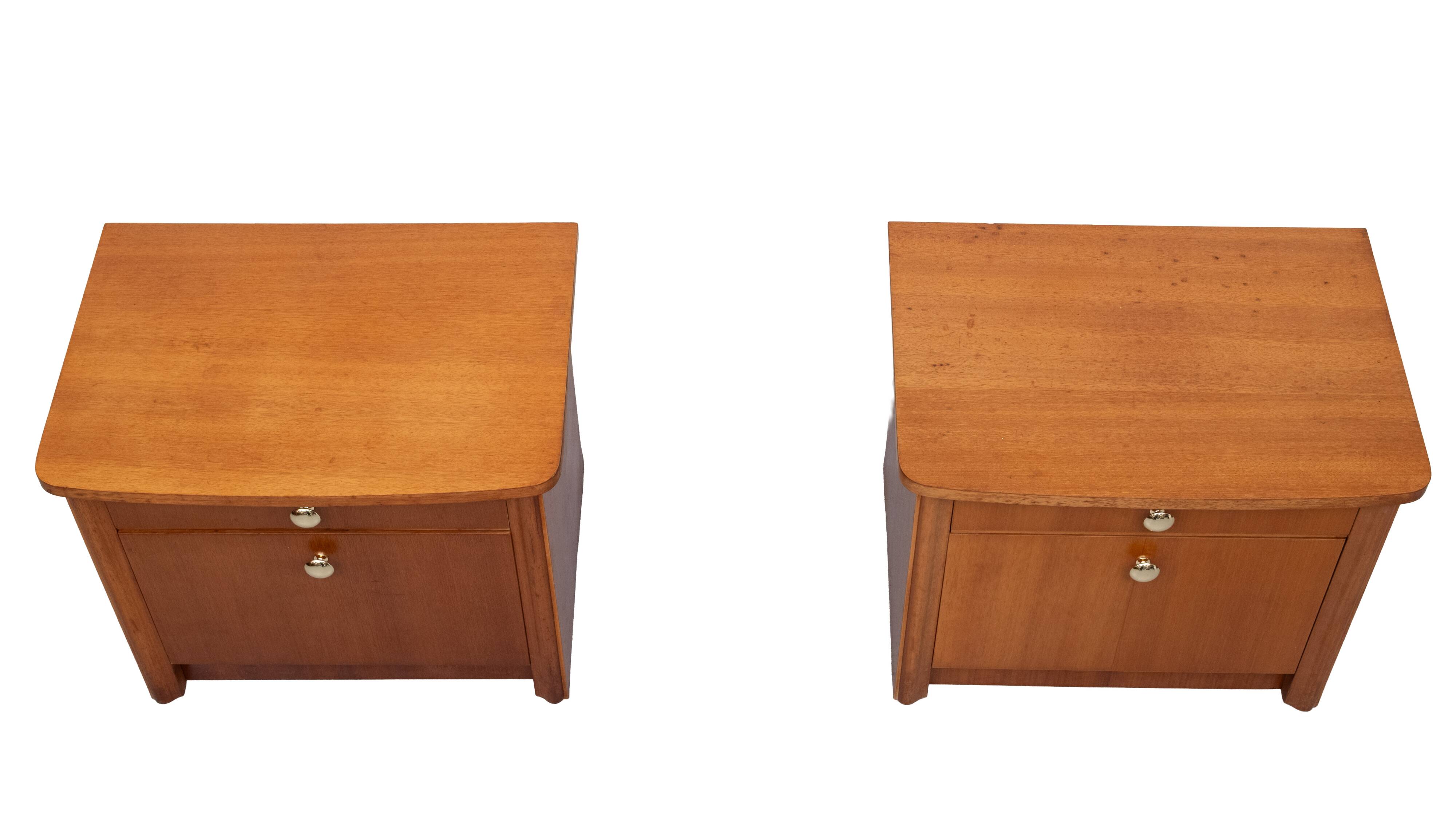 Set Art Deco nightstands Nutwood 1930s Holland