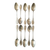 Set of 12 antique silver-plated metal soup spoons