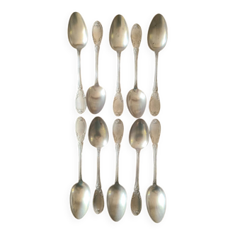 Set of 12 old silver plated soup spoons