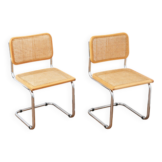 2 Chaises Cesca B32 Breuer Made in Italy - Cannage assises refait