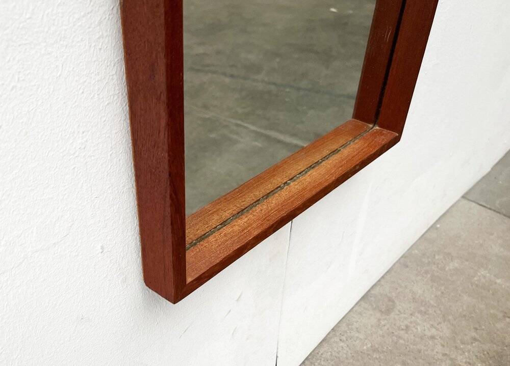 Miroir minimaliste mid-century allemand en teck de Zier-Form, années 1960