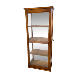 Vintage art deco wooden display case with mirrored back