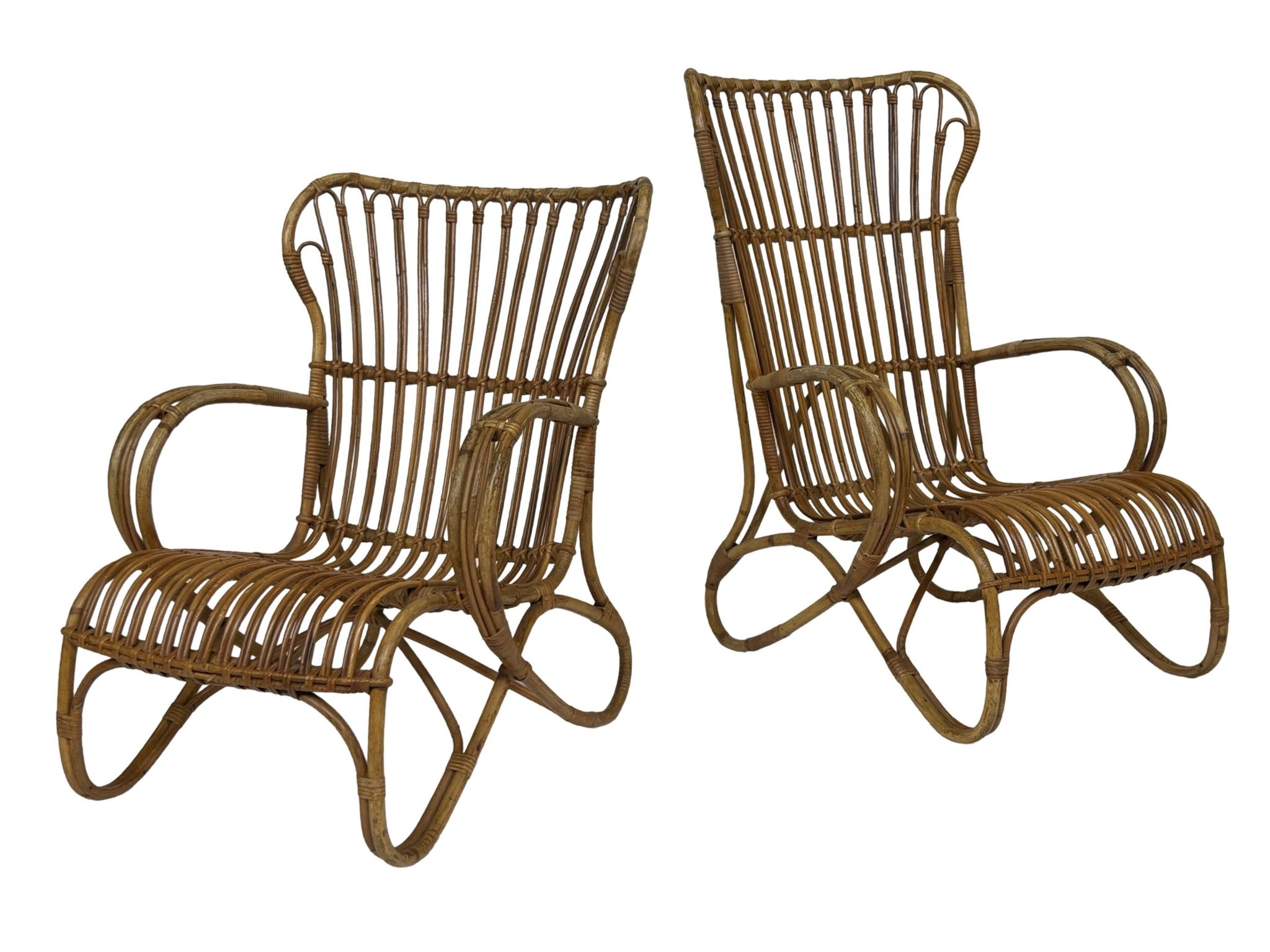 Set of two Belse 8 model Rattan chairs by Dirk van Sliedregt Rohe Noordwolde 1960