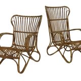 Ensemble de deux chaises en rotin modèle Belse 8 par Dirk van Sliedregt Rohe Noordwolde 1960