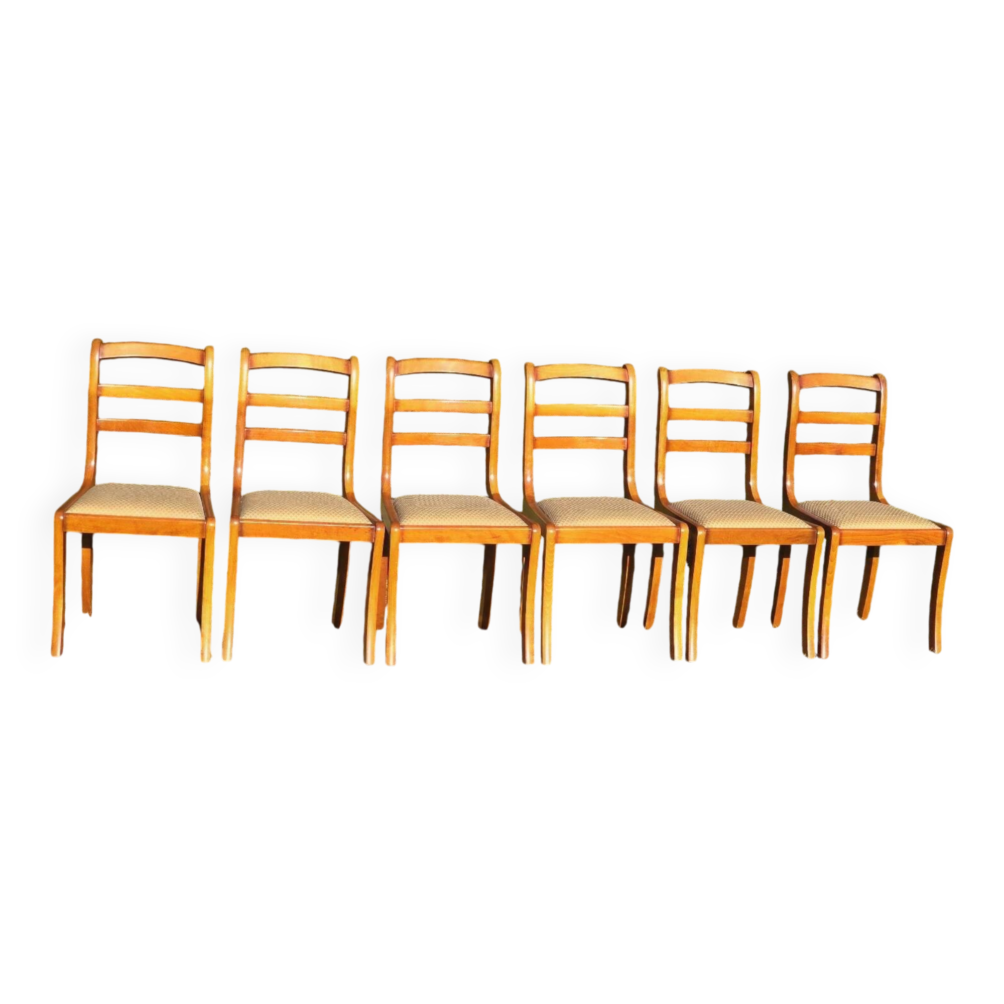 Set of six chairs with fabric tops