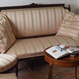 Antique French Empire Style Sofa and Chairs: Pink Satin Furniture Set