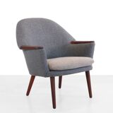 Danish design armchair with teak armrest, 1960's