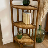 Vintage rattan corner shelf