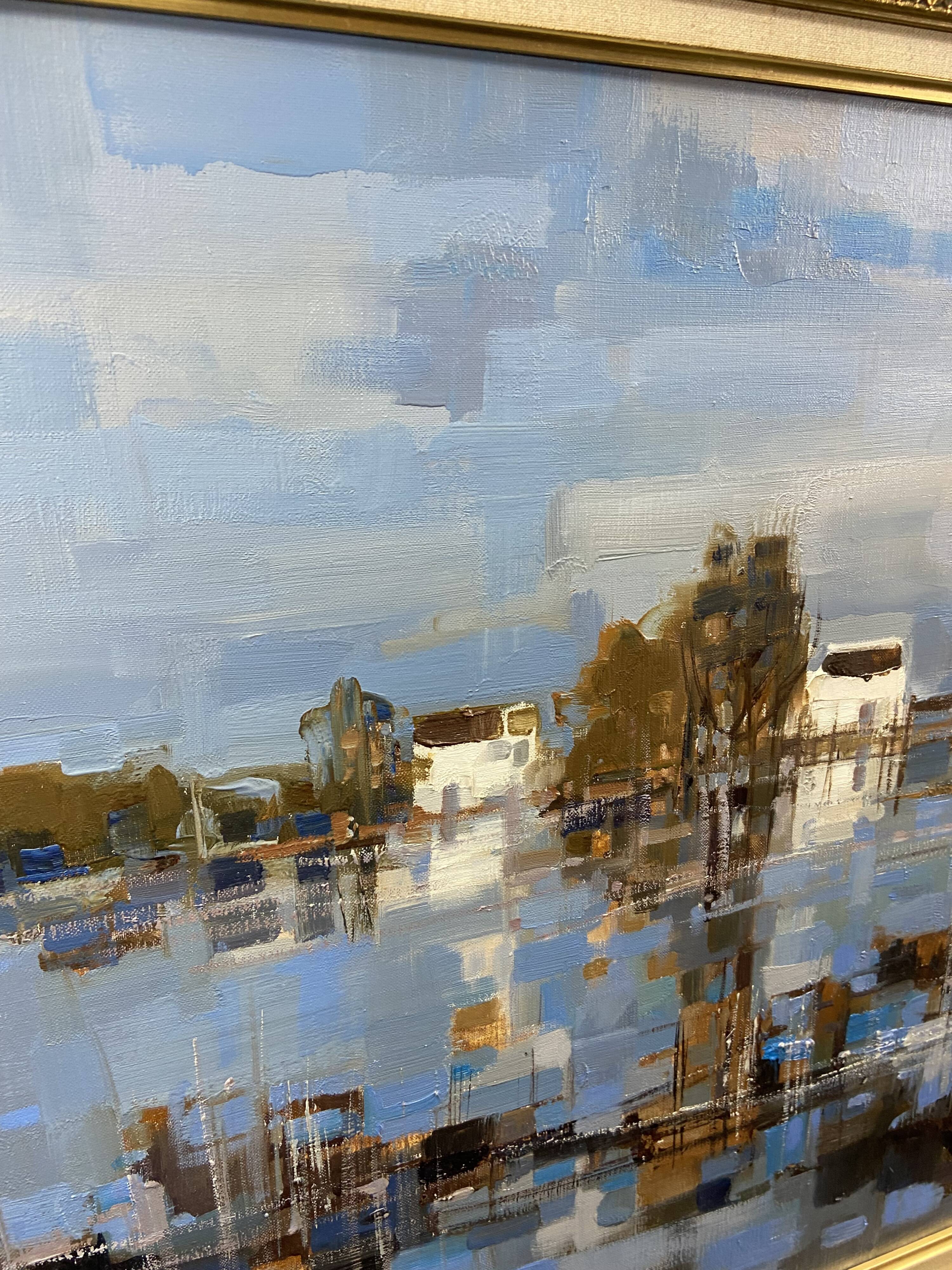 Large oil painting on canvas Camargue landscape Roger QUINTAINE 1921-2005