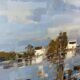 Grand tableau huile sur toile paysage Camargue Roger QUINTAINE 1921-2005