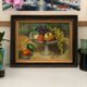 Painting, oil on canvas, still life, fruit cup, signed Pesnelle