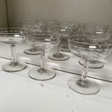 Set of 9 engraved champagne glasses