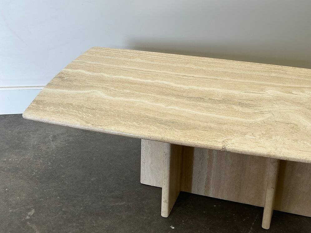 Vintage travertine marble coffee table, France 1980s